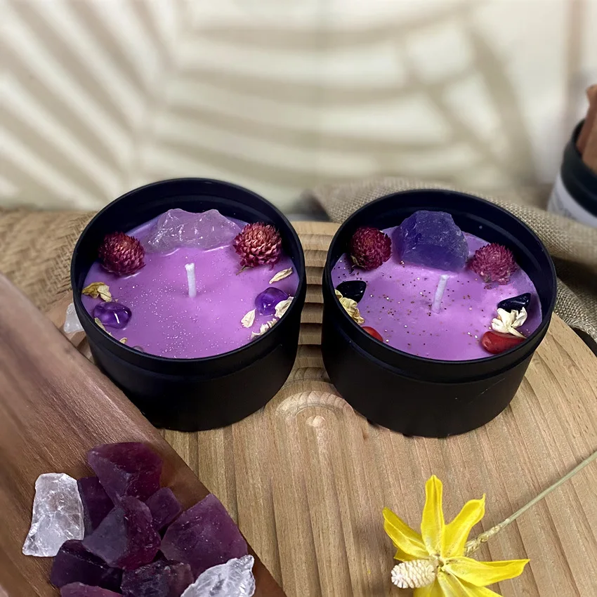 Home Fragrance Jar - 8x5,2 см сушеный цветок, хрустальный камень,