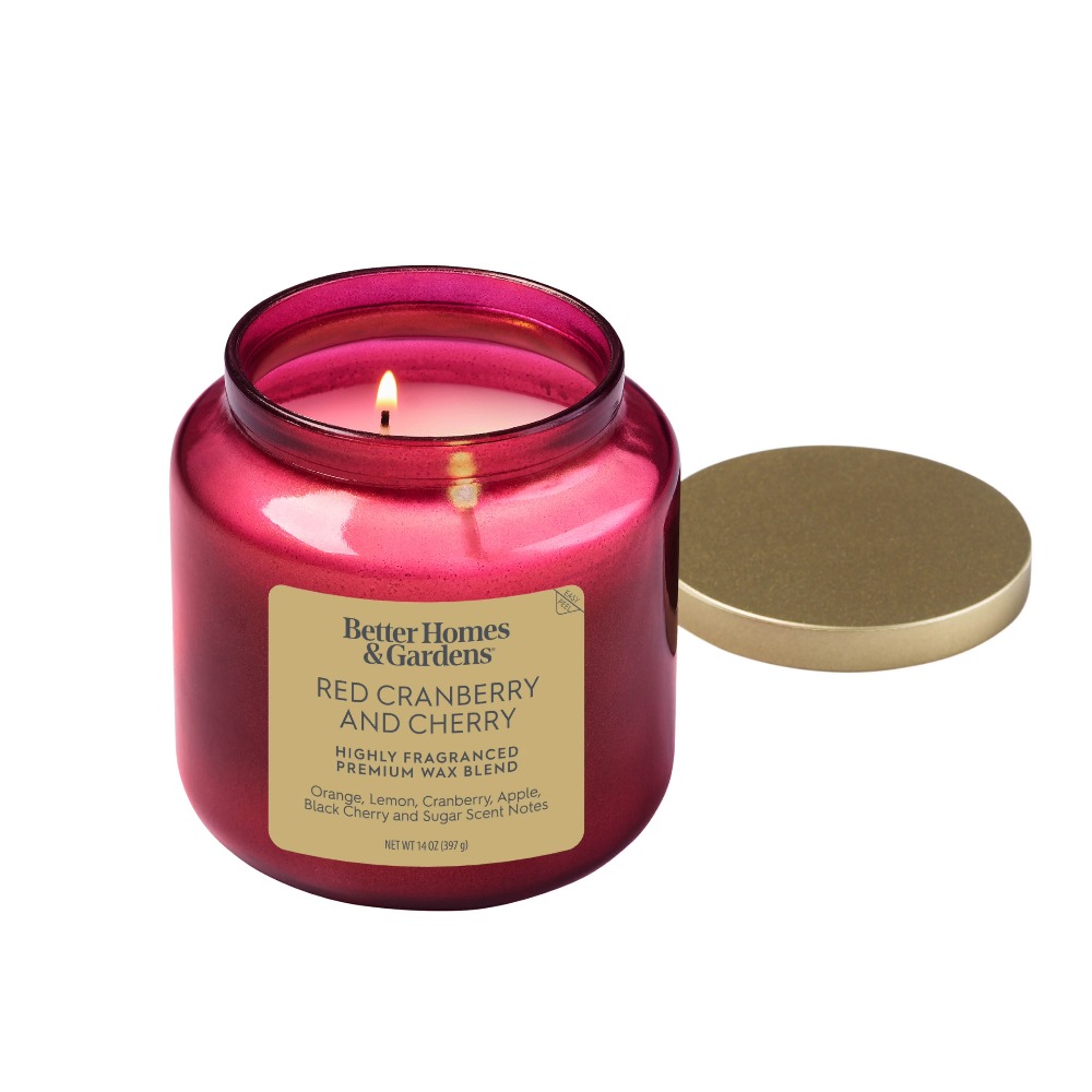 Home Fragrance Jar - Красная стеклянная банка-свеча с золотой крышкой,